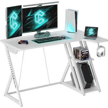 Игра на маса с Повърхност от Въглеродни Влакна, Малък кът бюро за Компютър с Рафт за Монитор
