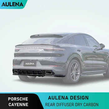 Бодикит от сух карбон Aulena Design, заден дифузьор, Устна задната броня, Сух въглероден за Porsche Cayenne High Performance Aero Kit