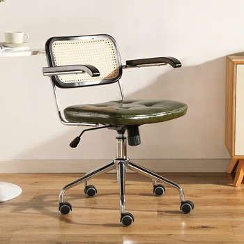 Компютърен стол в японския ретро стил, Офис столове от ратан, Въртящи се на 360 градуса Маси, столове, Регулиране на повдигане Ергономични столове