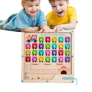 Магнитен азбучен лабиринт Магнитен буквално лабиринт Монтесори за Обучение лабиринт Пъзели за деца Играчки за изучаване на азбуката деца