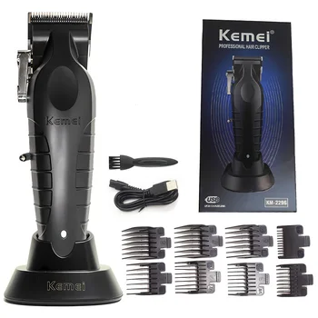 Професионална машина за косене на косата Kemei km-2296, Регулируеми безжична електрическа машинка за подстригване за коса, Литиева акумулаторна машина за подстригване на коса