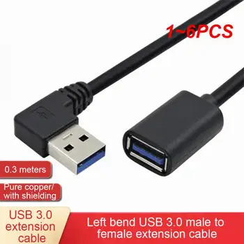 1 ~ 6ШТ Удлинительный Кабел USB 3.0 От мъжа към Жената Под Прав ъгъл от 90 градуса USB Адаптер НАГОРЕ / Надолу / Наляво / Надясно Кабо USB 0.2 М