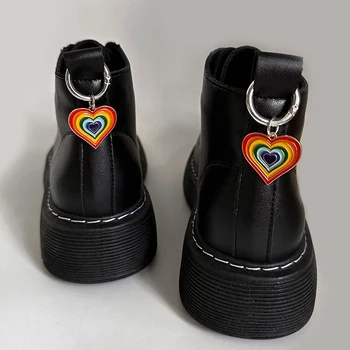 1БР Преливащи капки Масло, обувки Martin Love, Катарами за обувки, Бижута, Цветни Метални Сърца, Аксесоари за обувки, Щастливи украса, Универсални