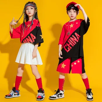 Модни дрехи за деца, в стил хип-хоп, дрехи за изяви на патриотична тематика за момчета и момичета, дрехи за изказвания на тема хип-хоп, Откриването на летните студентски игри