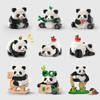Китайска панда Mahjong Животни Строителни блокове Мини Фигурки на Сладки блокове Събират мультяшные играчки Тухли Детски рожден Ден