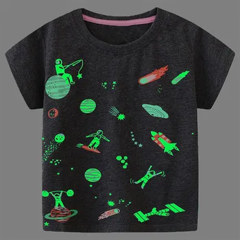 Little maven Модни летни блузи, бебешки дрехи, Светещ Вселената, космическите детски дрехи, ризи с къси ръкави за по-малките момчета