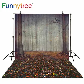 Забавен фон от дърво за фото студио есенни листа, гори, приказни птици, старо дърво, страната на чудесата, снимка фон за една фотосесия