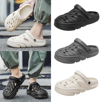 Летни плажни сандали на равна подметка Унисекс за отдих на открито, мъжки чехли за почивка, Дамски градински обувки, чифт модни тапочек 36-45#