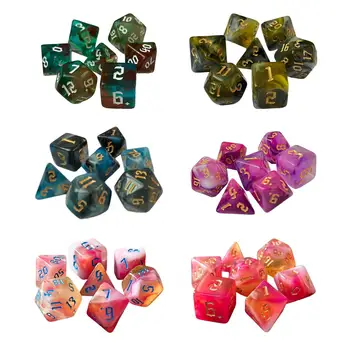 7 Парчета Двухцветных Многостранни Кубчета За ролеви игри, Аксесоари за партита, Големи цифри D6 D4 D8 D10 (00-90 и 0-9) D12 D20
