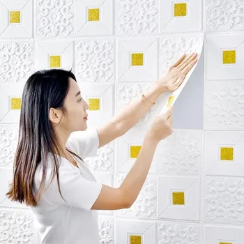 1 м * 70 см 3D Стикери за стена Самоклеящийся Пенопластовый тухла Декор направи си САМ 3D Тапети, боядисани стени Стикер на стената в хола
