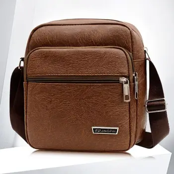 Модерна мъжка чанта Ежедневна чанта през рамо от изкуствена кожа, водоустойчиви торбички-незабавни посланици голям капацитет, многофункционална чанта