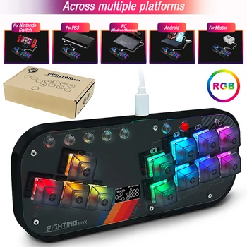 FightingBox Mini HitBox Controller за Nintendo Switch/PC Xinput/PS3/PS4 Гейм контролер, джойстик RGB Mini Arcade Stick Fight
