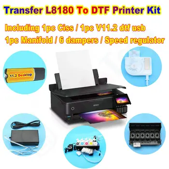 Прехвърляне набор DTF-принтери Преобразуване L8050 L18050 L8180 В Dtf-принтери Комплект инструменти DTF Usb Програма CISS Система Клапата Колектор