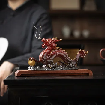 Новият китайски стил, Щастлив дракон и свири перли, Керамични бижута Fortune Dragon, украса за вътрешно верандата, плотове.