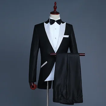 Мъжки фрак, Официално оборудвана сако и панталони от 2 части, смокинг, палто с ласточкиным опашка, мъжки костюм на магьосник за сценичната партита Homme