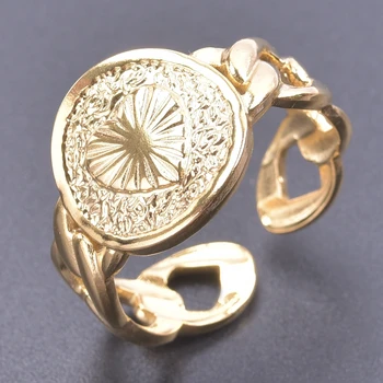 Персонални геометрично кръгъл пръстен за монети от неръждаема стомана за жени с романтичен дизайн във формата на сърце, украса за партита, Естетически декорации