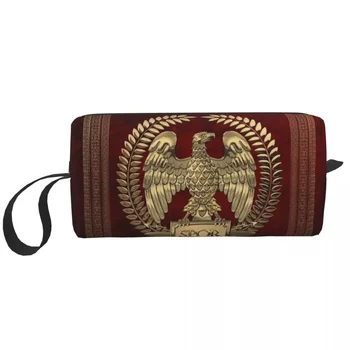 Пътна чанта със златен орел на Римската империя, Скъпа Римска емблемата на SPQR, Козметичен Органайзер за грим, Женски калъф за козметичен комплект за съхранение на козметиката