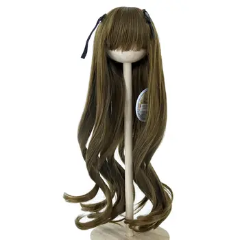 Безплатна доставка 1/3 1/4 Косата на куклата BJD Дълга къдрава кестенява плитки от устойчиви на топлина влакна за кукли Dollfie Dream Minifee Шиш за перука