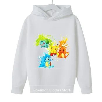 Готина hoody с шарките на Pikachu за момче Pokemon 2-13 години, пуловер с анимационни герои, Пролет-есен финото палто, детски дрехи с качулка, Нова