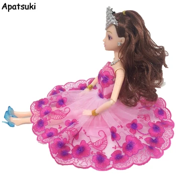 Розово цвете танцов костюм Рокля за кукла Дантелени рокли за кукли Барби 1/6 Модни дрехи за 1/6 кукли BJD Детски играчки