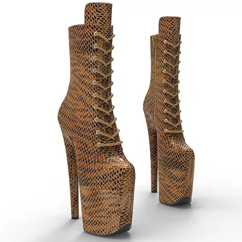 LAIJIANJINXIA/ Нови Модни Дамски Модерни обувки на платформа с изкуствен покрив 20 см/8 инча За танци На един стълб На висок ток 546