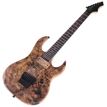 Преходен 6-струнен електрическа китара 39-инчов лъскав китара Guitarra Корпус от масив Ясен Покрив от дебели дървени 24 прагчета