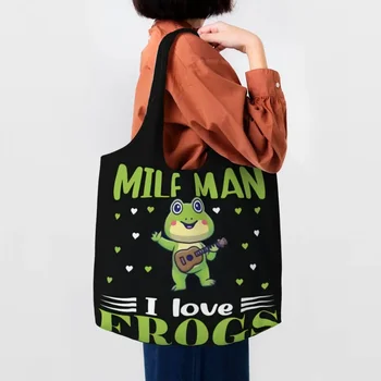 Milf Man I Love Жаби И Стотици The Heart Продукта Чанта За Пазаруване За Поръчка, Холщовая Чанта-Купувач На Рамото Си, Здрава Чанта С Голям Капацитет