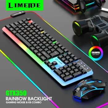 Жичен мембранная клавиатура LIMEIDE серия GTX350 с 104 бутони, множество видове боя за осветление, за игри и офис за Windows и IOS
