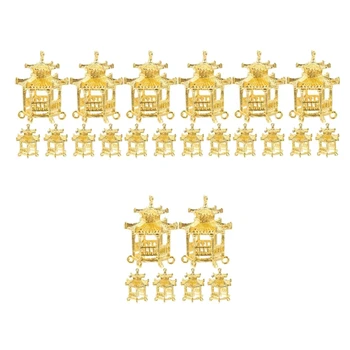 20 бр. Обеци, Златен Медальон, гривна, Старинни бижута, ключодържатели ключодържател, медальони във формата на пагода, Джанти от сплав, Шарм