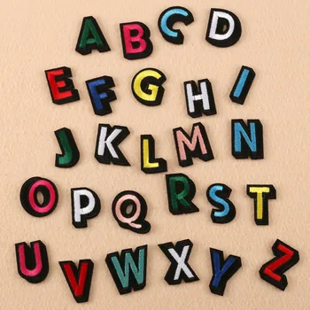 Цветни мультяшные ленти с букви от английската азбука, бродирани желязо, нашивка за икона дрехи, паста за пришивания дрехи, чанти, панталони