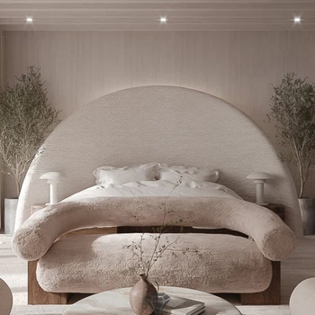 Легло в кремовом стил В главната стая Голямо легло с широк екран, Сверхширокая легло Silent Wind голям размер, Трехметровая двойно легло в основната спалня