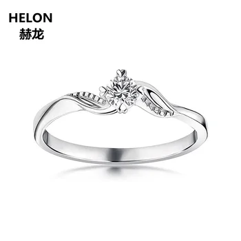 Годежен пръстен с естествени Диаманти 1/10 карата, бельо от бяло злато 14 карата, Елегантен Класически пръстен, подарък за влюбени за Годишнина от сватбата