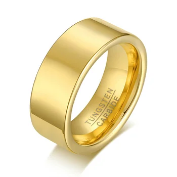 Европейската и американската мода проста личност Златното просто мъжки пръстен от вольфрамовой стомана с надпис 