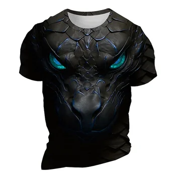 Мъжка тениска Animal Dragon 2024, Мъжки тениски С 3D Принтом в Ретро стил, Лятна Ежедневни Тениска С Къс Ръкав, Градинска Мъжки Дрехи