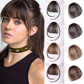Синтетична Въздушна Бретон Топлоустойчива изкуствена коса За Косата на Жените Натурална Къса Черно-Кафява Бретон Щипки За Удължаване на Косата, 8 цвята