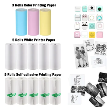 Стикер на термобумагу за мини принтер, цветни залепващи самозалепваща хартия за безжичен фотопринтер без мастило Bluetooth 57 мм