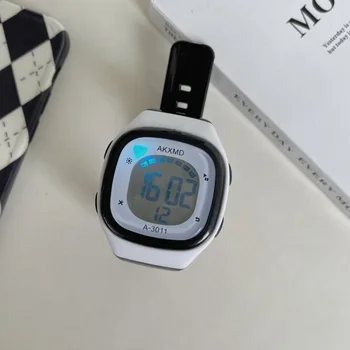 Прости спортни електронни часовници в стил Ins, черно-бели, студентски цифров часовник Sense Technology, светещи дамски ръчен часовник