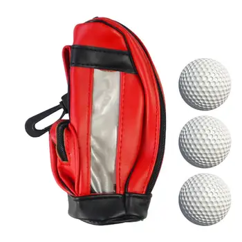 Чанта-калъф за голф, водоустойчива чанта за аксесоари за голф от изкуствена кожа с цип, чанта за мини-топки за голф, преносимо съхранение на топки за голф, за момчета