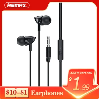 Слушалки Remax 3,5 мм кабел с микрофон, разговори, музика, спорт, Регулатор на силата на звука на слушалките Inear за Samsung, Huawei 2023, Топла разпродажба, нов продукт