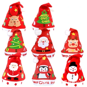 Коледна Шапка на Дядо Коледа, играчки, комплекти за diy, Декоративна Шапчица Дядо Коледа, Празнична наряжание, Фетровая Шапка на Дядо Коледа за деца F0T5