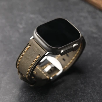 Каишка за часовник Ръчно изработени от Телешка кожа С централен слой За Apple Watch Ultra se8 7 каишка 49 мм 45 ММ Аксесоари За Часовници От Естествена Кожа