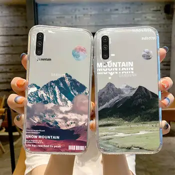 Калъф за телефон Golden snow Mountain sunset прозрачен за Samsung Galaxy A S 22 52 20 21 71 10 51 50 12 40 fe ultra plus