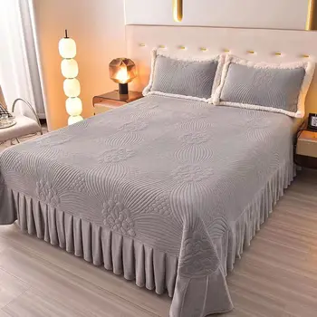 Утолщенное Покривки С 3D Релефно Фланелевое покривало за легло Twin Queen King Size Зимата Дантелен Комплект Постелки За Единично И Двойно Легло Пола
