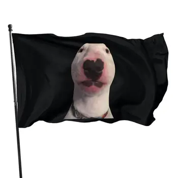 Знаме с изображение на мем кучета Уолтър, черни, зашити в двоен конец, забавни квадратчетата с животни, банери с медни люверсами, украса за дома, на верандата, на улицата