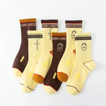 Красиви дамски чорапи със средна дължина, с писмото принтом Four Seasons, Сладки Ins, модерни спортни двойки, Възли дълги чорапи, Памучни и удобни мъжки
