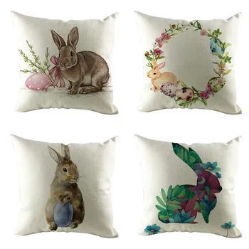1 бр, калъфка с шарени Великденски хубаво заек, декоративна калъфка за възглавница 