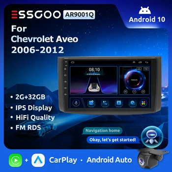 Автомобилно радио ESSGOO 2 Din Android 12 за Chevrolet Aveo T250 2006-2012 Nexia 1 2020 - 2022 CarPlay Мултимедиен Плейър Стерео