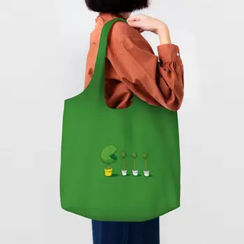 Модни реколта електронни компютърни видеоигри Призраци, чанти-тоут за пазаруване за многократна употреба бакалски стоки, холщовые чанти за пазаруване през рамо, подаръци за чанти
