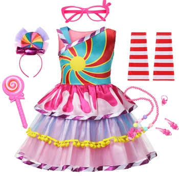 Рокли-бонбони за момичета, костюми на принцеси за момичета, детски парти-пакет за абитуриентски бал, рокля-шекерче на клечка за момичета, Пурим 2024