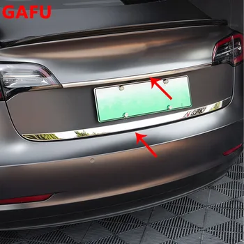 Автомобилна стикер за Tesla Model 3 2021 2022 2020 Аксесоари Покритие на задната врата на багажника от неръждаема стомана Декоративни ленти на вратите на камиона